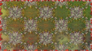 Tropik, dikişsiz çiçek deseni. Raster illüstrasyonu. Kahverengi renkte çiçekler.