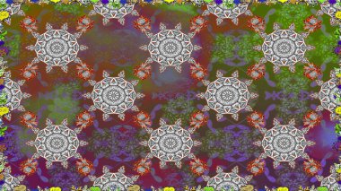 Kahverengi renklerde etnik çiçeklerle kusursuz bir desen. Raster Çiçek İllüstrasyonu güzel tekstil..