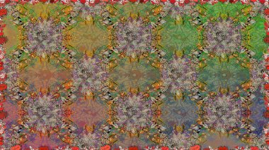 Raster deseni. Raster illüstrasyonu. Soyut çiçek desensiz arkaplan. Kahverengi renklerde. Küçük çiçekte sevimli çiçek deseni var..