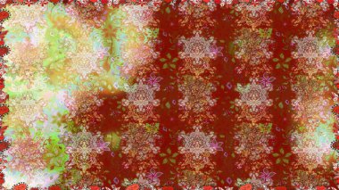 Çiçekli el, pürüzsüz desen çizmiş. Modern gelişim kırmızı raster arka plan duvar kağıdı çizimi klasik çizgili iz sürme desenli çiçekler, çiçekli süsler.