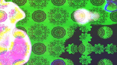 Vadinin yeşil renkli çiçekleri. Raster çiçek desenleri çiziyor..