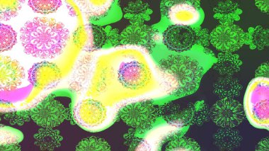 Çiçekli karalama şeklinde Raster çiçek deseni. Yeşil renkli çiçekler. Nazikçe, güzel çiçek arkaplanı..