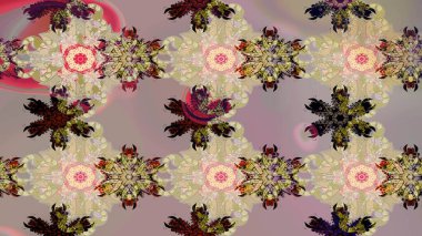 Bahar çiçekleri dallı desen, bej renkler ve çiçek silueti. Raster deseni.