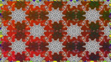 Kahverengi renklerde. Çiçekli güzel suluboya desen. Raster illüstrasyonu.