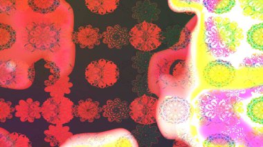 Raster illüstrasyonundaki çiçek desenli çizim. Pembe renkli çiçekler. Renkli Bahar Teması eskiz kalıbı. Düz Çiçek Elementleri Tasarımı.