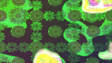 Küçük çiçekteki sevimli çiçek deseni. Yeşil renkte çiçekler.