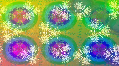 Yeşil kıvırcık çiçekler yeşil renkte şekillenir. Raster illüstrasyonu. Klasik çiçek tasarım elementleri.