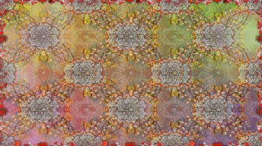 Raster illüstrasyonu. Çiçeksiz desenli arka plan, darbeler, sıçramalar, yaz çiçekleri. Kahverengi renkte çiçekler.