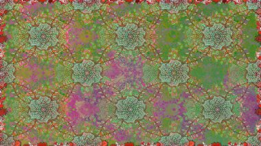 Karalama çiçeği. Düz Çiçek Elementleri Tasarımı. Renkli Bahar Temalı Kusursuz Arkaplan. Raster illüstrasyonu. Zentangle soyut çiçekleri. Şirin kumaş deseni.