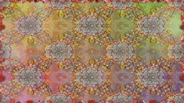 Raster illüstrasyonu. Çiçeksiz desenli arka plan, darbeler, sıçramalar, yaz çiçekleri. Kahverengi renkte çiçekler.