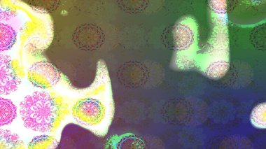 Küçük çiçekteki sevimli çiçek deseni. Varicologreen Raster çizimi. Birçok yeşil soyut çiçekli tropikal çizim deseni.