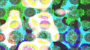 Çiçekli karalama şeklinde Raster çiçek deseni. Yumuşak, yeşil renkli yaz çiçekleri. Raster illüstrasyonu.