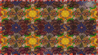 Çiçek ve yapraklı çiçek deseni. Küçük çiçekli şirin bir desen. Raster illüstrasyonu.