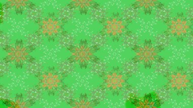 Üzerinde yeşil renkte karalamalar olan çiçek desenleri çiz. Raster illüstrasyonu.
