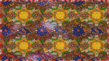 Çizim çiçek deseni duvar kağıdı, web sitesi arka planı, ambalaj kağıdı, davetiye, broşür, afiş veya web sitesi için kullanılabilir. El çizimi Raster çizimi. Parlak elementlerin.