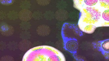 Çiçeksel çizim kalıbının yansıması. Vadinin çiçekleri kahverengi renklerde.