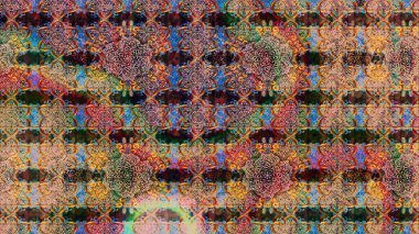 Kahverengi renkli etnik çiçeklerin olduğu zarif bir eskiz modeli. Asya Tekstil 'inde Raster Çiçek İllüstrasyonu.