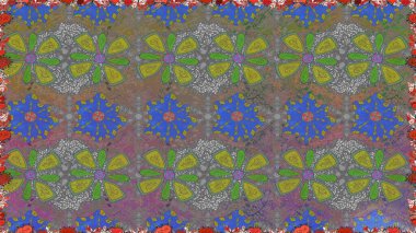 Renkli Bahar Temalı Kusursuz Arkaplan. Çiçek deseni. Düz Çiçek Elementleri Tasarımı. Raster pürüzsüz Güzel kumaş deseni.