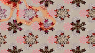 Çiçek ve yapraklı karalama şeklinde Raster çiçek deseni. Gri renklerde bahar çiçekleri. Raster illüstrasyonu.