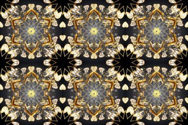 Gri, bej ve kahverengi renklerde altın. Raster illüstrasyonu. Doğum günü kartı, davetiye ya da afiş için iyidir. Kusursuz ortaçağ çiçek deseni. Dekoratif simetri arabesk.