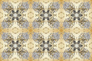Süslü raster dekorasyonu. Lüks, kraliyet ve Viktorya dönemi konsepti. Bej, gri ve nötr renklerde altın element. Klasik barok çiçekleri bej, gri ve nötr üzerine altın desenli..