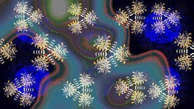 Suluboya çiçekli çiçek deseni. Raster illüstrasyonu. Mavi renkte güzel tekstil.