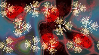 Raster illüstrasyonundaki çiçek desenli çizim. Düz Çiçek Elementleri Tasarımı. Kahverengi renkli çiçekler. Renkli Bahar Teması çizim şablonu.
