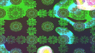 Çiçekli karalama şeklinde Raster çiçek deseni. Nazik, narin çiçek arkaplanı. Yeşil renkte çiçekler.