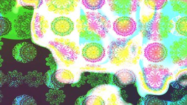 Yumuşak, yaz çiçekli arka plan. Çiçekli karalama şeklinde Raster çiçek deseni. Yeşil renkte çiçekler.