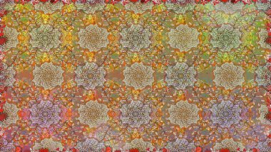 Raster illüstrasyonunda kusursuz çiçek deseni. Suluboya tarzında kahverengi renkte çiçekler.