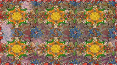 Raster illüstrasyonundaki çiçek desenli çizim. Kahverengi renkli çiçekler. Renkli Yaz Temalı eskiz kalıbı. Düz Çiçek Elementleri Tasarımı.