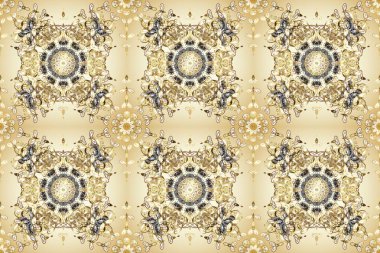 Noel altın kar tanesi kusursuz desen. Kış kar dokusu duvar kağıdı. Bej, nötr ve kahverengi renklerde altın kar taneleri. Sembol tatili, yeni yıl kutlaması, altın desenler..