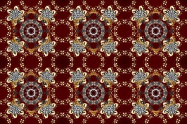 Geleneksel oryantasyon süsü. Kusursuz klasik raster kahverengi, kırmızı ve gri ve altın desenli. Klasik vintage arkaplan.