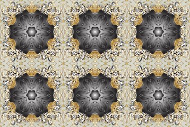 El yapımı dekoratif çerçeve, albüm kapağı, tebrik kartı, klasik Art deco tarzı. Altın karalama fantezi yapraklarından Raster soyut çiçek çelengi ve gri, bej ve nötr renklerde çiçek.