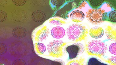 Raster illüstrasyonundaki çiçek desenli çizim. Suluboya tarzında kahverengi renkte çiçekler.