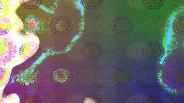 Çiçekli karalama şeklinde Raster çiçek deseni. Yumuşak, yeşil renkli yaz çiçekleri. Raster illüstrasyonu.