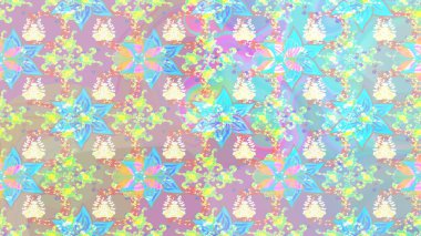 El çizimi çiçekli soyut çizim kalıbı. Raster illüstrasyonu. Tarafsız renklerde çiçekler.