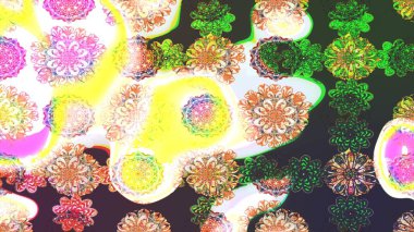 Çiçekli karalama şeklinde Raster çiçek deseni. Yumuşak, bahar çiçekli arka plan. Yeşil renkte çiçekler.