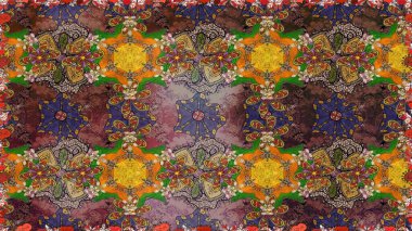 Çiçekli çiçek deseni, suluboya. Kahverengi renkli çiçekler. Renkli Bahar Teması eskiz kalıbı. Düz Çiçek Elementleri Tasarımı. Raster illüstrasyonu.