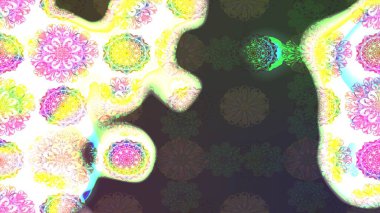 Nakış desenli çiçek deseni. Renkli grunge soyut arkaplanı kologri çiçeklerle süslüyor. İzler, kumaş, duvar kağıtları, tekstil için raster dokusu.