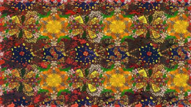 Raster illüstrasyonunda kusursuz çiçek deseni. Suluboya tarzında kahverengi renkte çiçekler.