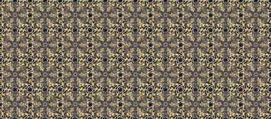 Klasik oryantal desen gri, kahverengi ve siyah renkler üzerinde. Damask pürüzsüz süsü. Geleneksel raster ve altın desen.