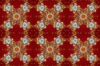 Klasik raster sarısı, kusursuz desen. Çiçek süsü kumaş deseni, cam, çiçek desenli metal kırmızı, kahverengi ve bej renklerinde altın elementler..