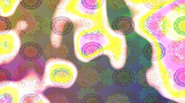 Çiçekli ipek eşarp. El çizimi çiçek unsurları olan soyut çizim raster deseni. 1950-1960 motifleri. Retro tekstil tasarım koleksiyonu. Nötr üzerine nötr.