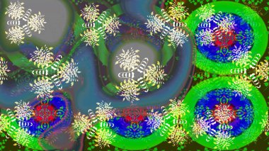 Soyut etnik raster çizim kalıbı. Kabile sanatı boho baskısı, klasik çiçek arkaplanı. Arkaplan dokusu, duvar kağıdı, yeşil renkli çiçek teması.