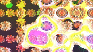 Raster illüstrasyonu. Güzel karalamalı çiçek desenli çizim. Güzel kumaş deseni. Küçük çiçekte sevimli çiçek deseni var..