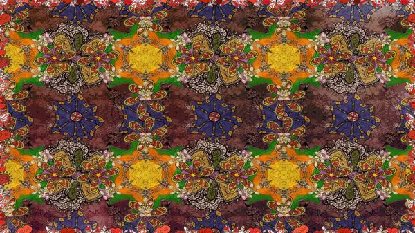 Raster güzel bir çiçek deseni çizmiş. Bahar mevsimi. Tatil havası. Nazik romantik baskı. Kahverengi renkte çiçekler.