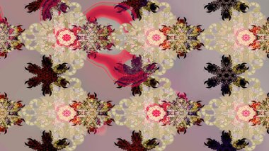 Parlak çiçekli halı bej renkli çizim deseni.