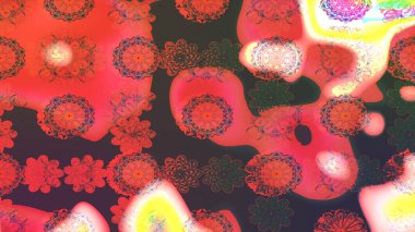 Raster illüstrasyonu. Çiçekli, yapraklı, çiçek desenli eskiz. El çizimi.