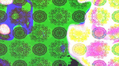 Raster illüstrasyonu. Güzel kumaş deseni. Yeşil renklerde. Raster illüstrasyonunda çiçek deseni çizimi.